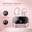 Wireless Earbuds V5.3 Bluetooth 120H Playtime Mini IPX7 Waterproof Deep Bass Over-Ear Earphones for Running Sports-Pink