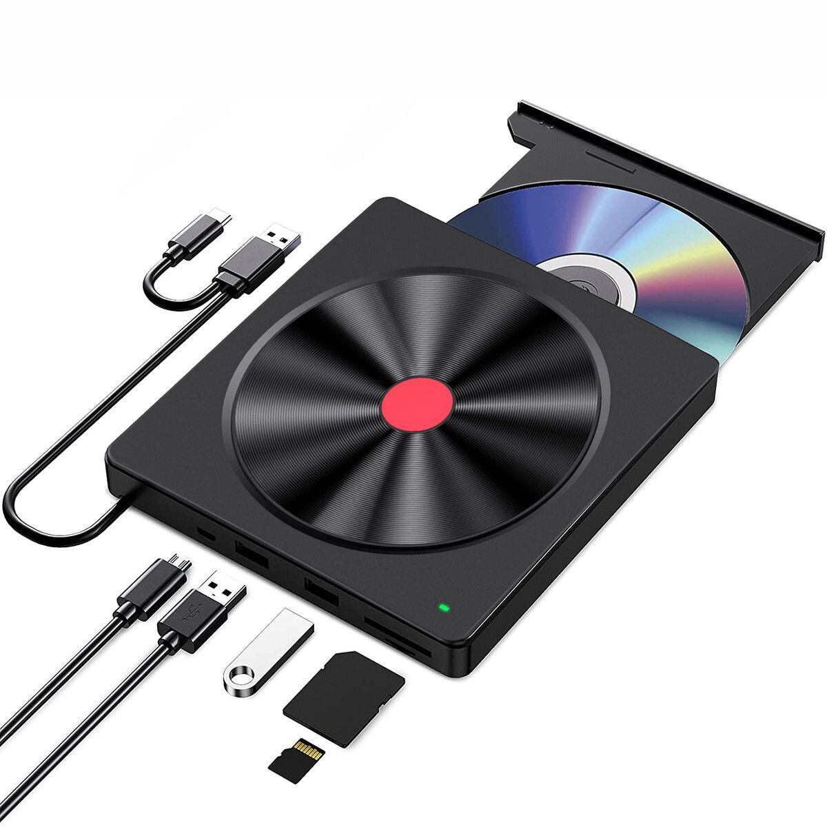 External CD/DVD Drive, 6 IN 1 USB 3.0 Dvd Player for Laptop, Compatible with Laptop Desktop PC MacBook Windows Mac Linux OS