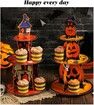 Set of 2 Halloween Pumpkin Themed 3 Tier Cupcake Stands Multi-Tier 3D Paper DIY Dessert Towers for Parties Weddings and Events