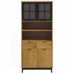 Highboard with Glass Doors FLAM 80x40x180 cm Solid Wood Pine