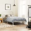 Metal Bed Frame with Headboard White 106x203 cm King Single Size