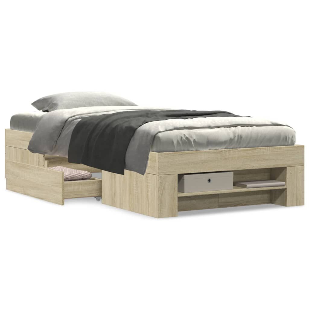 Bed Frame Sonoma Oak 90x190 cm Engineered Wood