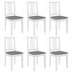 Dining Chairs with Cushions 6 pcs White Solid Wood