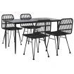 5 Piece Garden Dining Set Black Poly Rattan