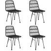 5 Piece Garden Dining Set Black Poly Rattan