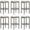 7 Piece Garden Bar Set with Cushions Poly Rattan Brown
