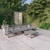 5 Piece Garden Lounge Set Grey Solid Pinewood