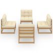4 Piece Garden Lounge Set with Cushions Solid Pinewood