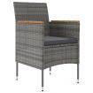 5 Piece Outdoor Dining Set with Cushions Grey and Black