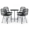 5 Piece Garden Dining Set Black Poly Rattan