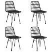 5 Piece Garden Dining Set Black Poly Rattan