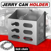 Jerry Gas Can Holder Lockable Metal Fuel Jug Container Water Petrol Canister Rack Carrier Toolbox Bracket for Camper Trailer Caravan Silver