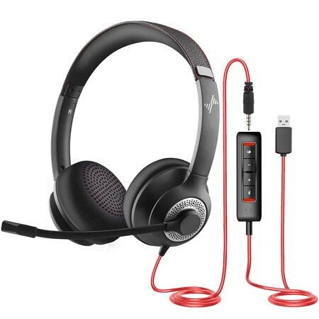 USB Headset with Mic for PC,On-Ear Computer Laptop Headphones with Noise Cancelling Microphone In-Line Control for Home Office Online Class
