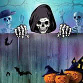 Halloween Fence Peeker Decoration Scary Peeper, Halloween Garden Yard Decor for Home Pathway