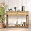 Narrow Console Table Hallway Entry End Entrance Sofa Couch Rattan Side Accent Bedroom Living Home Furniture with Drawers Storage Shelf