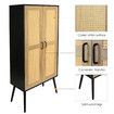 Tall Storage Cabinet Rustic Display Sideboard Bedroom Living Kitchen Pantry Shelf Home Furniture Farmhouse Accent Shelving Unit with Rattan Doors
