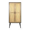 Tall Storage Cabinet Rustic Display Sideboard Bedroom Living Kitchen Pantry Shelf Home Furniture Farmhouse Accent Shelving Unit with Rattan Doors