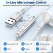 USB Headphones with Microphone for PC USB A Earbuds for PS5 Computer 2.3M Cord Magnetic in-Ear Headset Audio Control Mute Function for Laptop Desktop Notebook Headset for Office Live Broadcast Gaming (White)