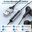 USB Headphones with Microphone for PC USB A Earbuds for PS5 Computer 2.3M Cord Magnetic in-Ear Headset Audio Control Mute Function for Laptop Desktop Notebook Headset for Office Live Broadcast Gaming (Black)