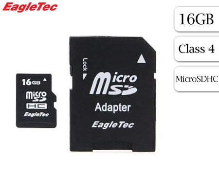 FREE SHIPPING! EagleTec 16GB MicroSDHC Card Class 4 & Adapter