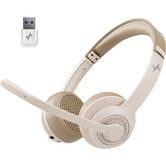 Wireless Headset with AI Noise Cancelling Microphone Bluetooth Headset - Bluetooth V5.2 Headphones with USB Dongle And Mic Mute for Computer/Laptop/PC/iPhone/Android/Cell Phones White