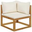 3-Seater Garden Sofa with Cushion Cream Solid Acacia Wood