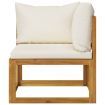 3-Seater Garden Sofa with Cushion Cream Solid Acacia Wood