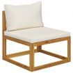 3-Seater Garden Sofa with Cushion Cream Solid Acacia Wood