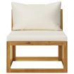 3-Seater Garden Sofa with Cushion Cream Solid Acacia Wood