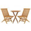 3 Piece Garden Dining Set Solid Wood Teak