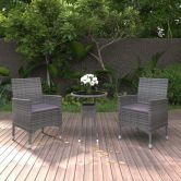 3 Piece Garden Dining Set Poly Rattan Grey