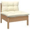 4 Piece Garden Lounge Set with Cream Cushions Pinewood