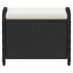Garden Stool with Cushion Black 58x46x46 cm Poly Rattan