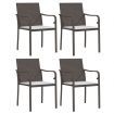 5 Piece Garden Dining Set with Cushions Poly Rattan and Steel