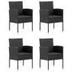 5 Piece Garden Dining Set Poly Rattan Black