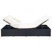 2-Person Sunbed with Cushion Poly Rattan Black
