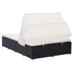 2-Person Sunbed with Cushion Poly Rattan Black
