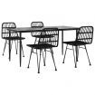 5 Piece Garden Dining Set Black Poly Rattan