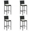 5 Piece Garden Bar Set with Cushions Black