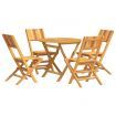 5 Piece Garden Dining Set Solid Wood Teak