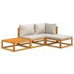 4 Piece Garden Lounge Set with Light Grey Cushions Solid Wood