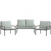 3 Piece Garden Lounge Set with Cushions Anthracite Steel