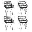 5 Piece Garden Dining Set Black Poly Rattan