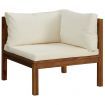 3-Seater Garden Sofa with Cream Cushion Solid Acacia Wood