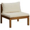 3-Seater Garden Sofa with Cream Cushion Solid Acacia Wood