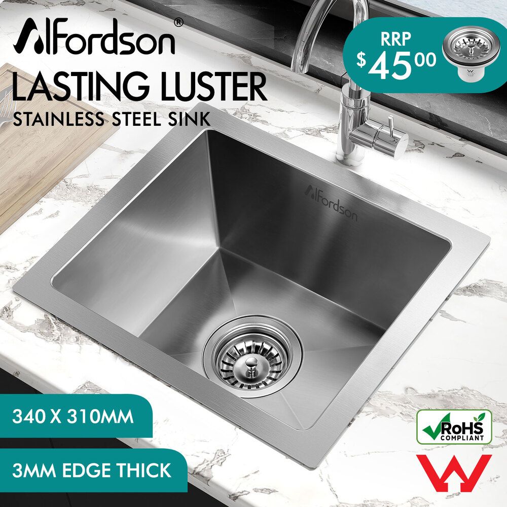 ALFORDSON Kitchen Sink Stainless Steel Drop in Flush Under Mount Basin 340X310MM