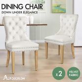 ALFORDSON 2x Dining Chairs Kitchen Lounge Velvet White