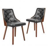 ALFORDSON 2x Dining Chairs Padded Tufted Glossy PU Leather Grey