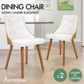 ALFORDSON 2x Dining Chairs Padded Tufted Glossy PU Leather White