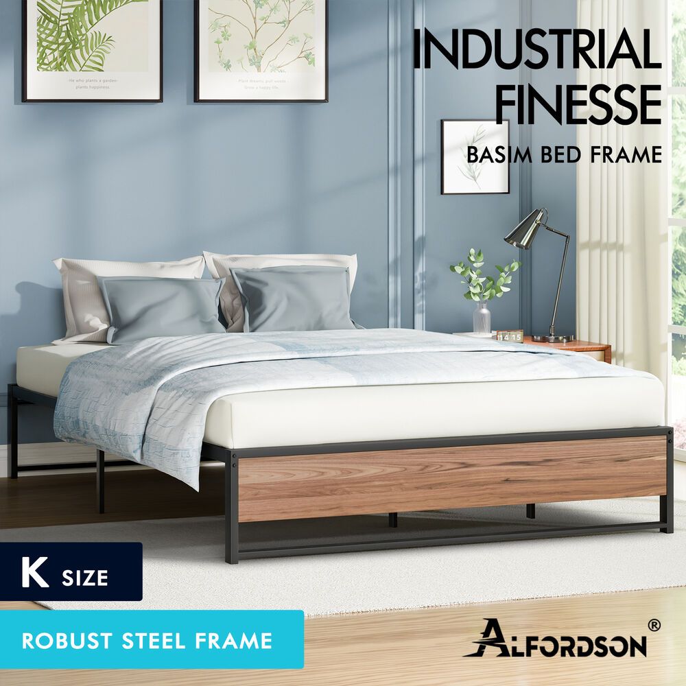 ALFORDSON Metal Bed Frame King Size Mattress Base Platform Foundation Wood